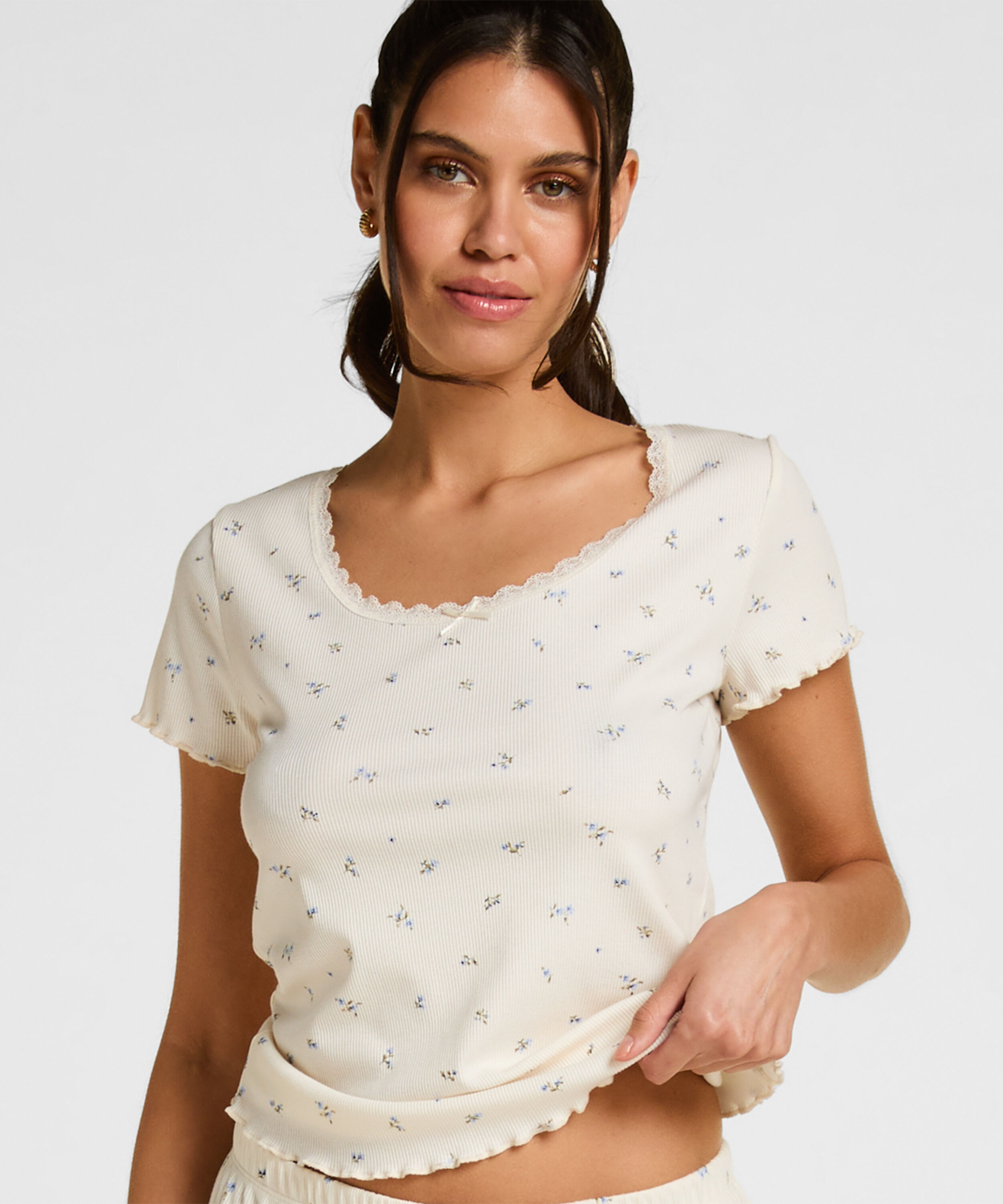 Daisy Pointelle Pyjamasskjorta, Vit