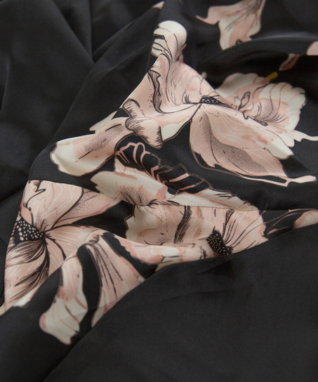 Bloom satin-kimono, Svart