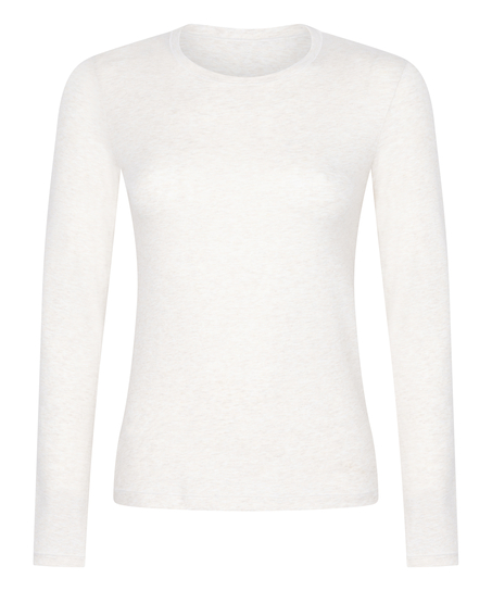 L&aring;ng&auml;rmad topp i mjuk bomull, Beige