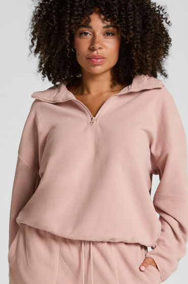 Hunkemöller Topp med halv dragkedja och sportig fleece Rosa