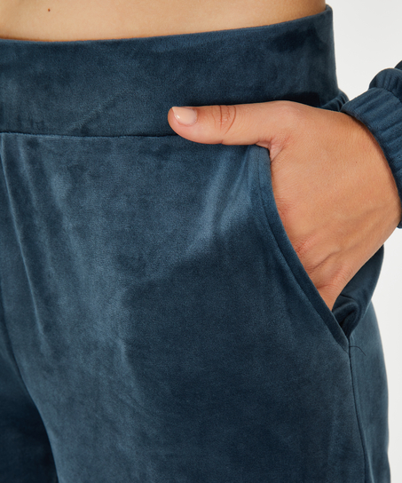 Pyjamasbyxor i velour, bl&aring;