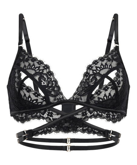 Anna open bralette, Svart