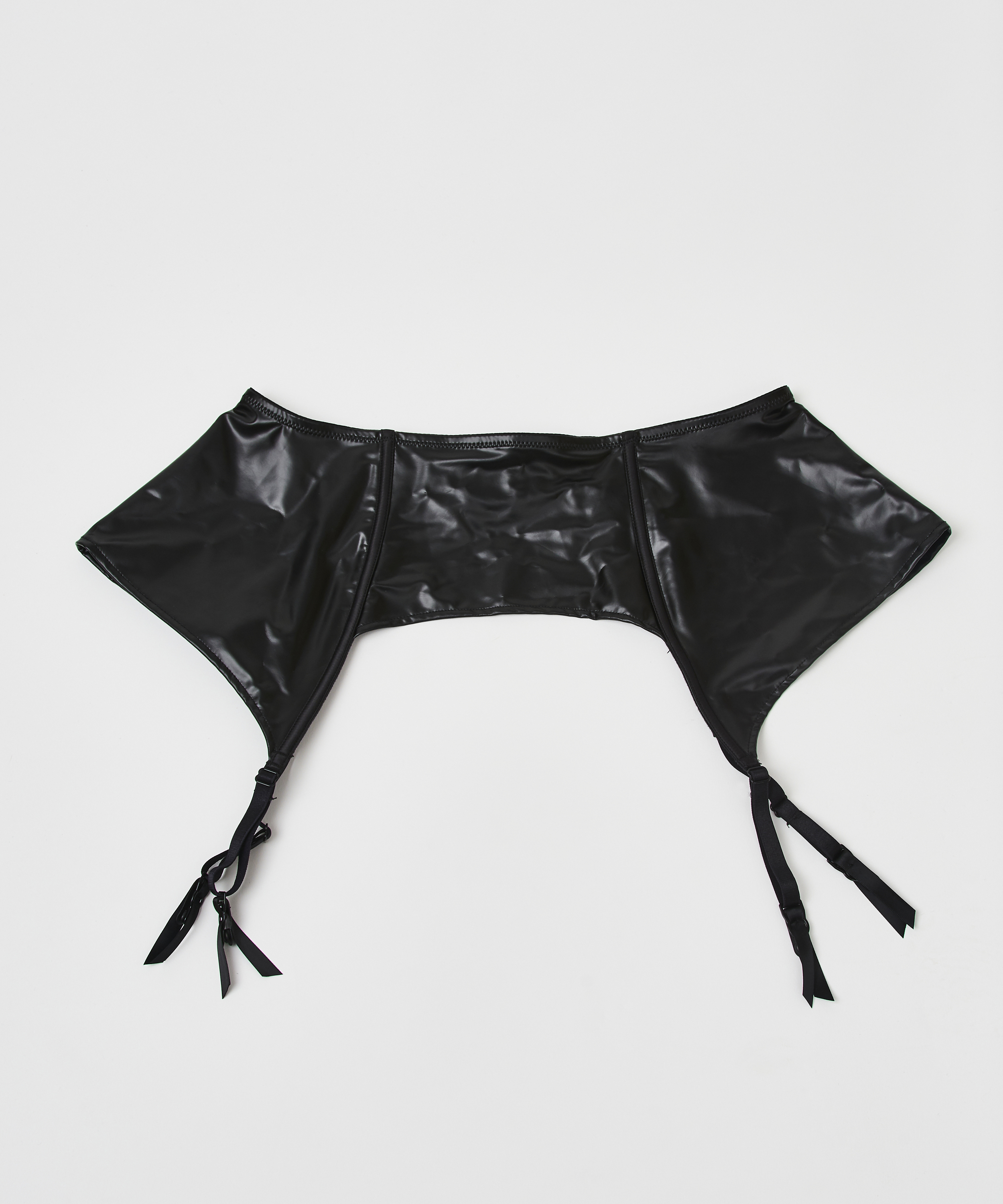 Läderliknande strumpeband från Private-kollektionen, Svart, main