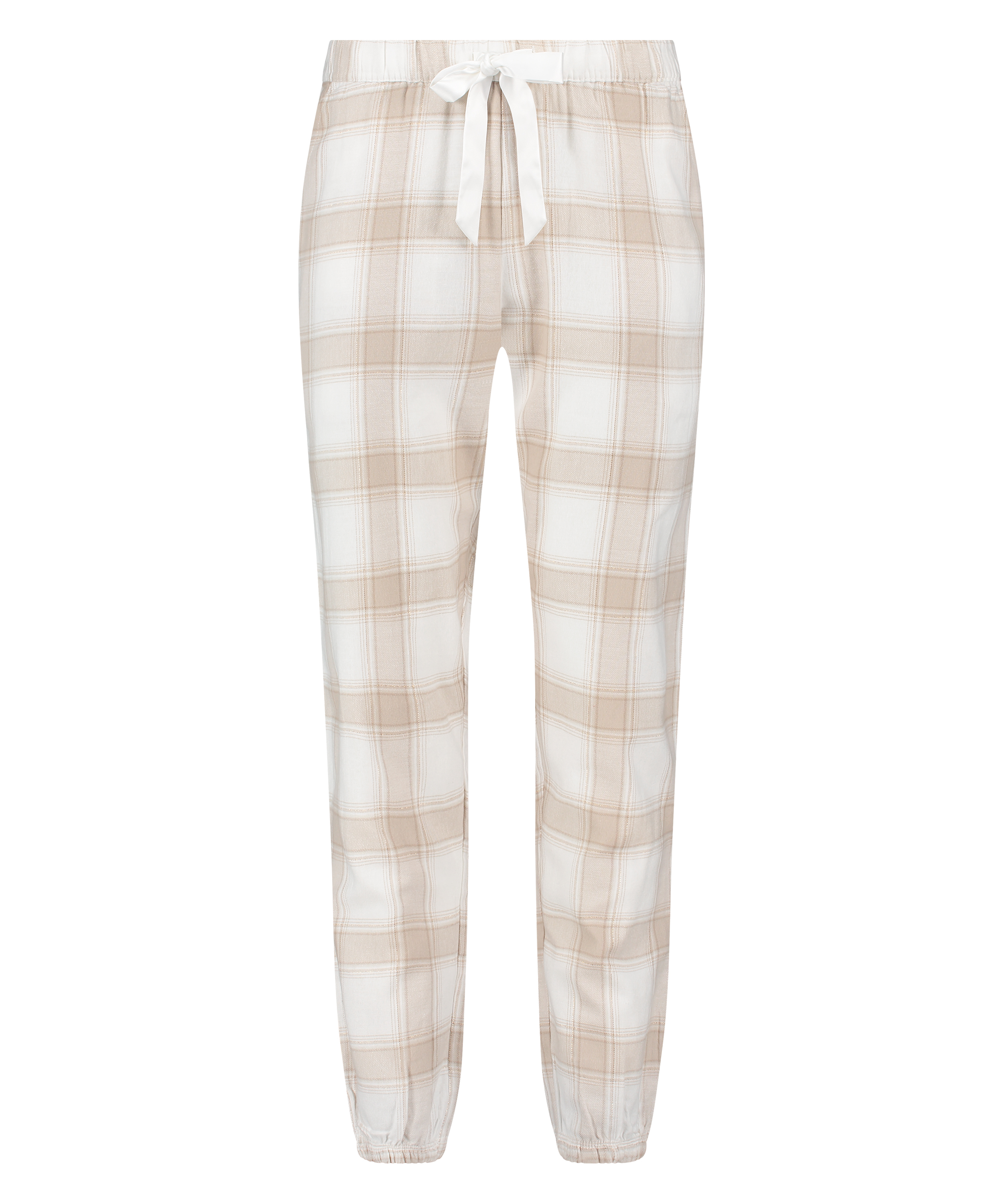 Pyjamasbyxori flanell, Beige, main