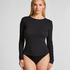 Långärmad topp i mjuk bomull, Svart