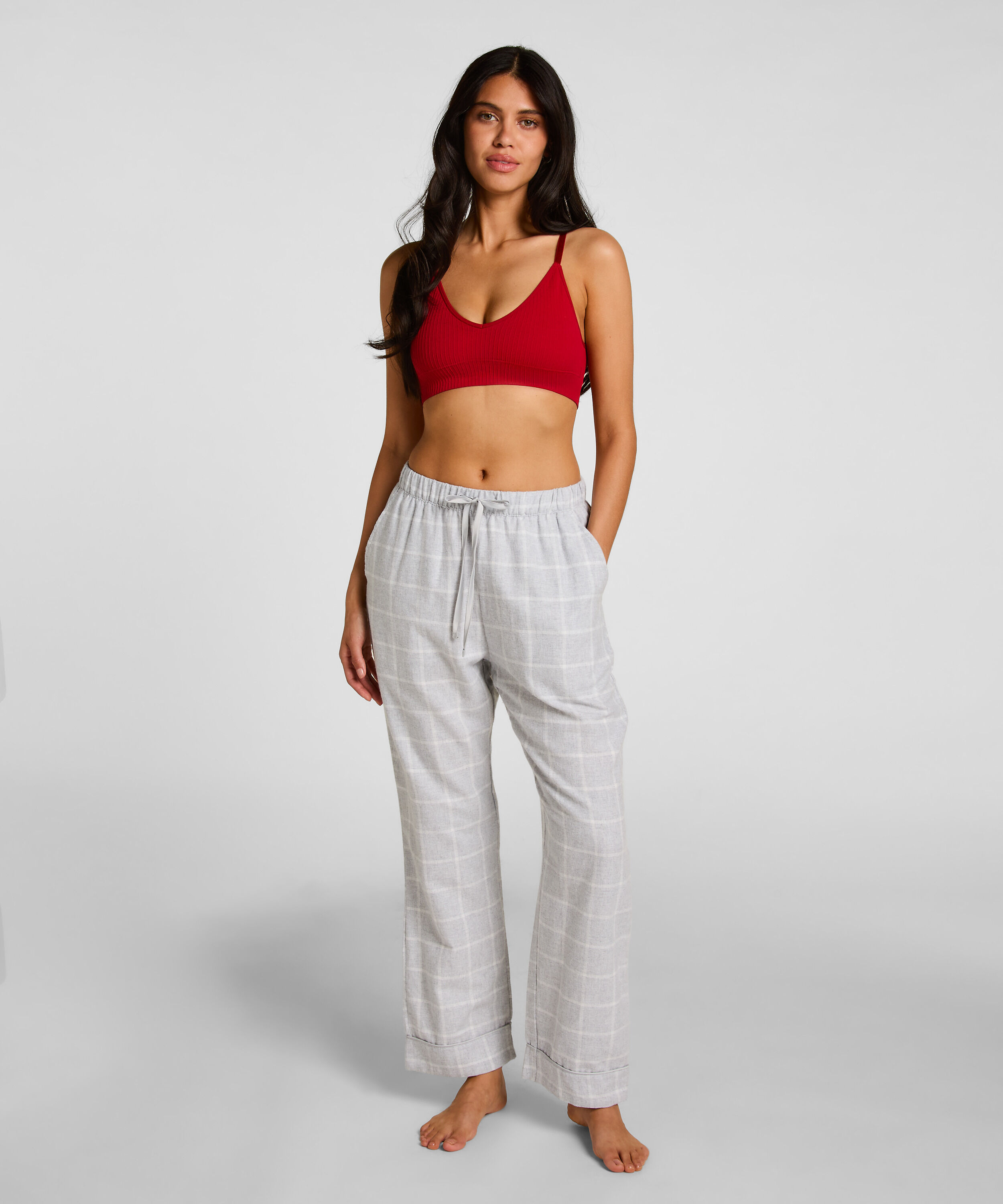 Pyjamasbyxori flanell, Grå