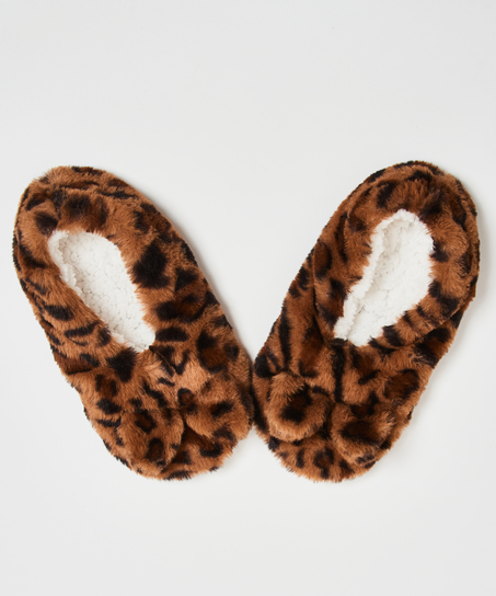 Ballerinatofflor Leopard, Brun