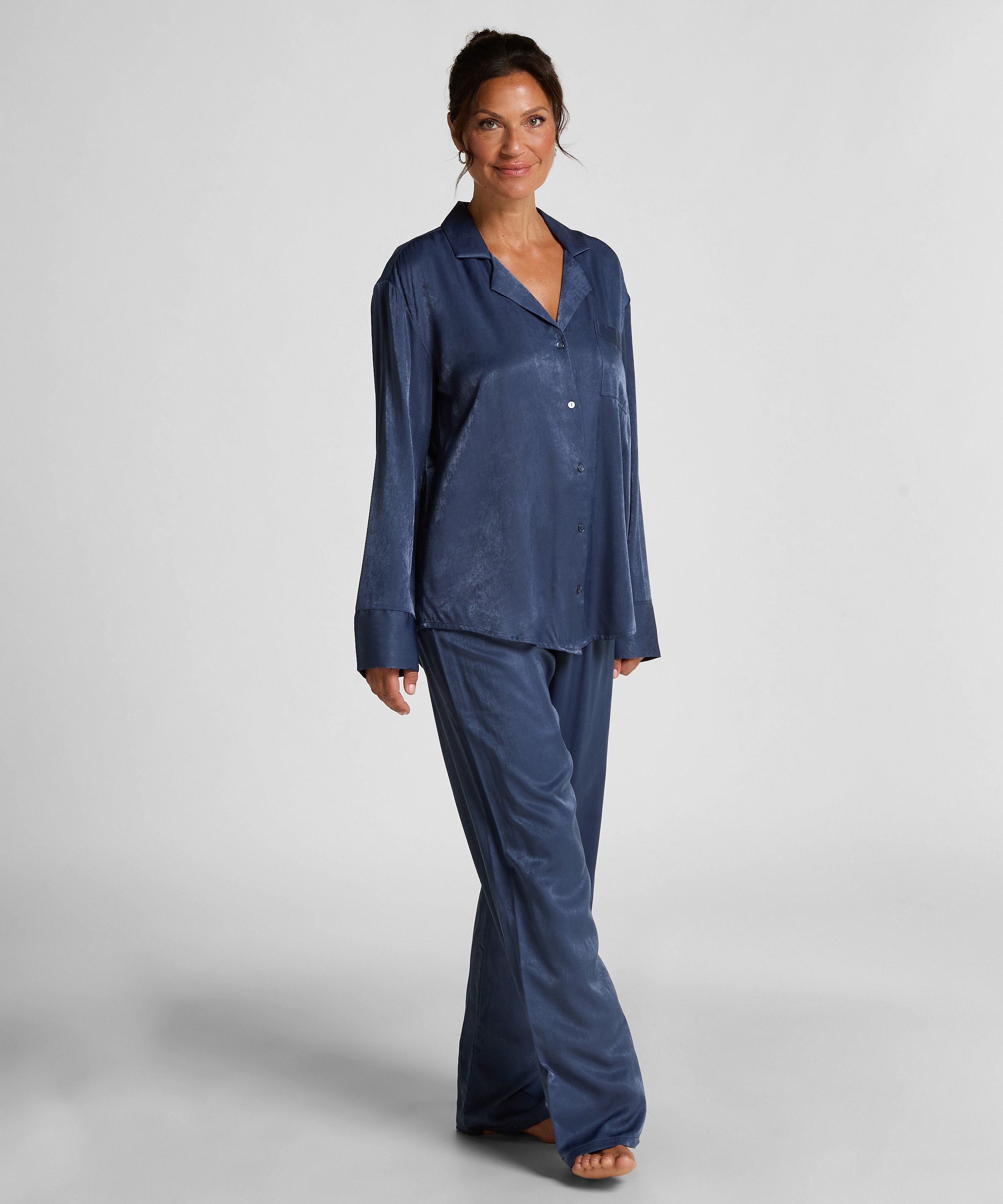 Långärmad jacka i satin Ayla, Blå, main