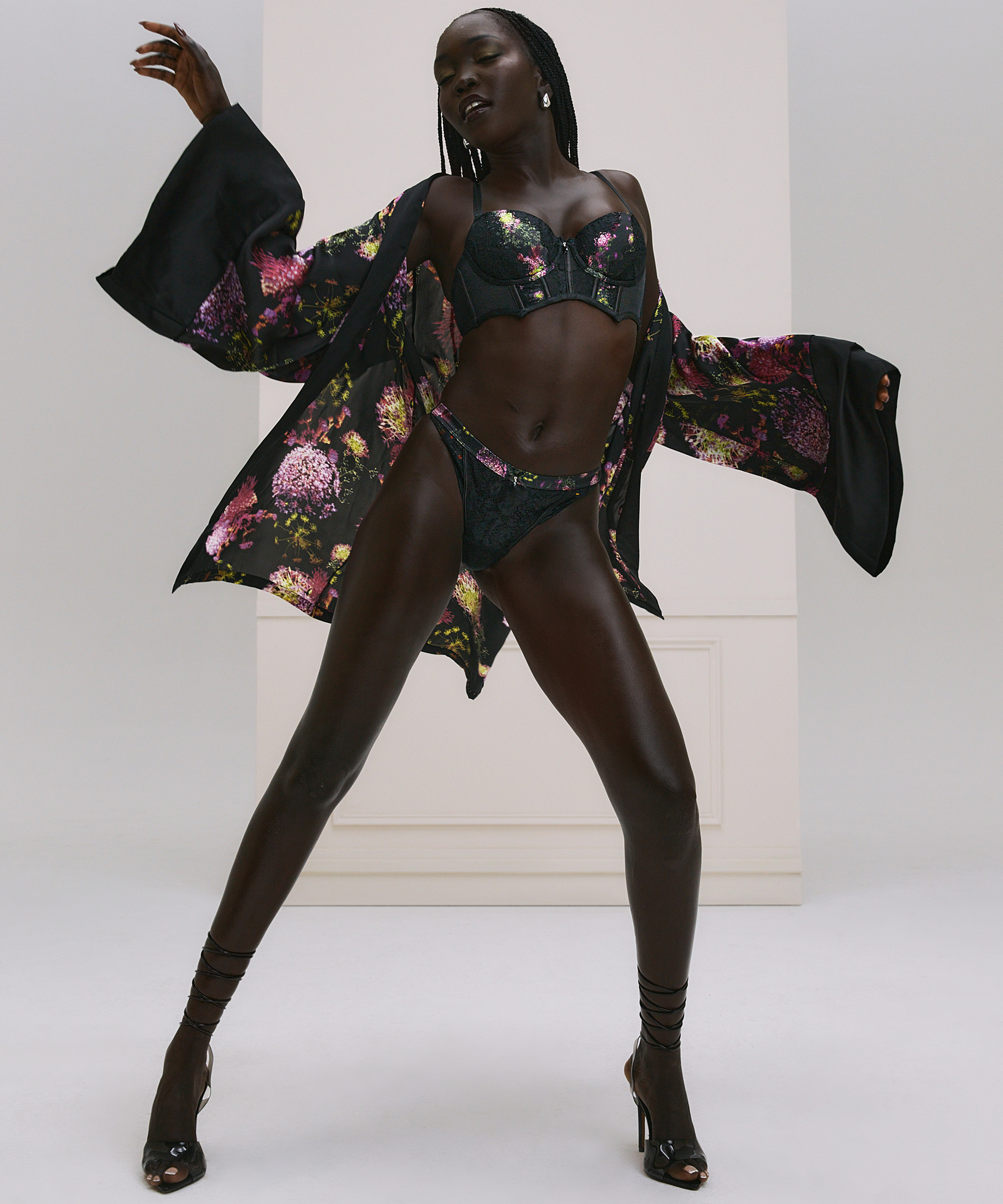 Satinkimono, Svart, main