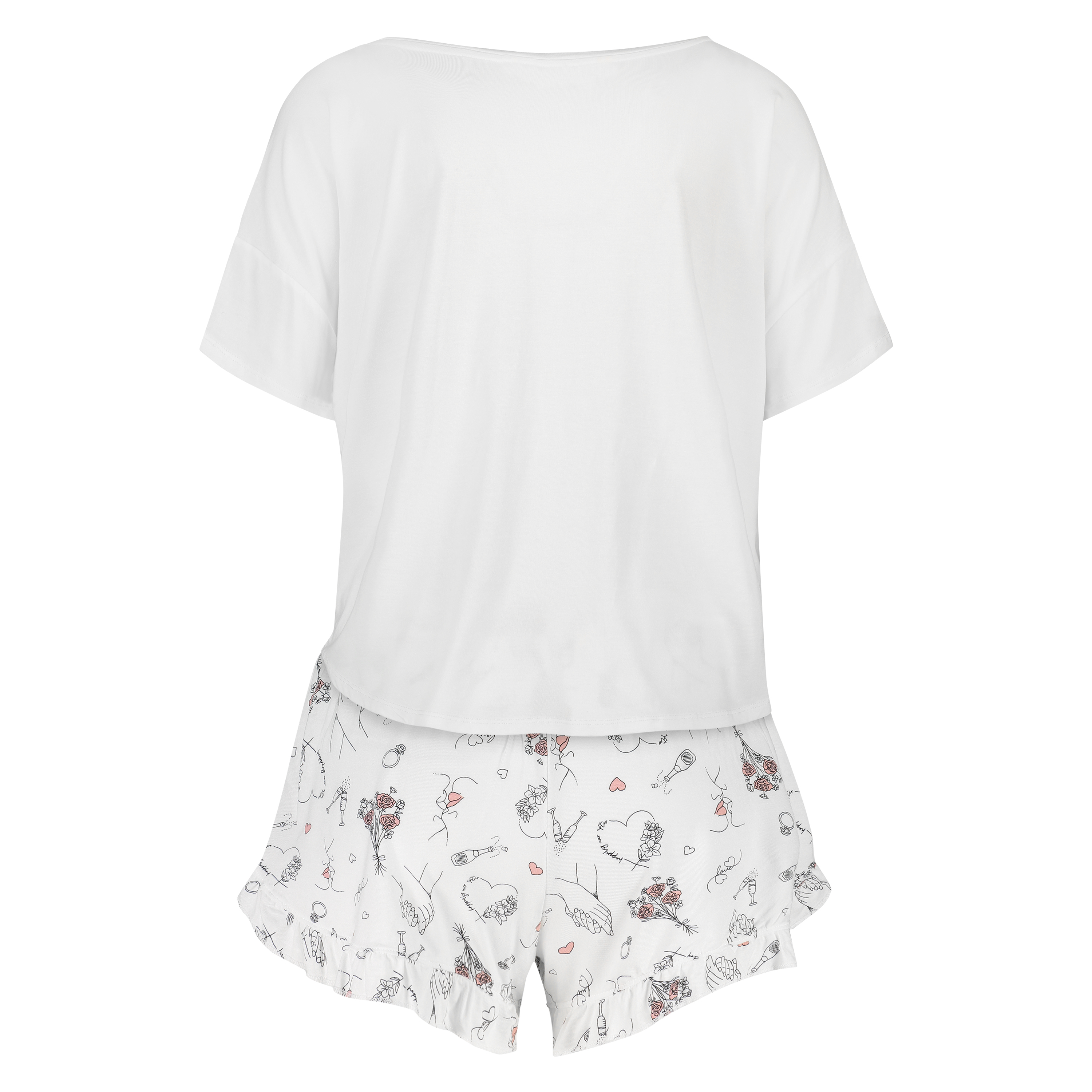 Kort brudpyjamas-set, Vit, main