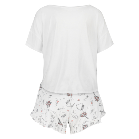 Kort brudpyjamas-set, Vit
