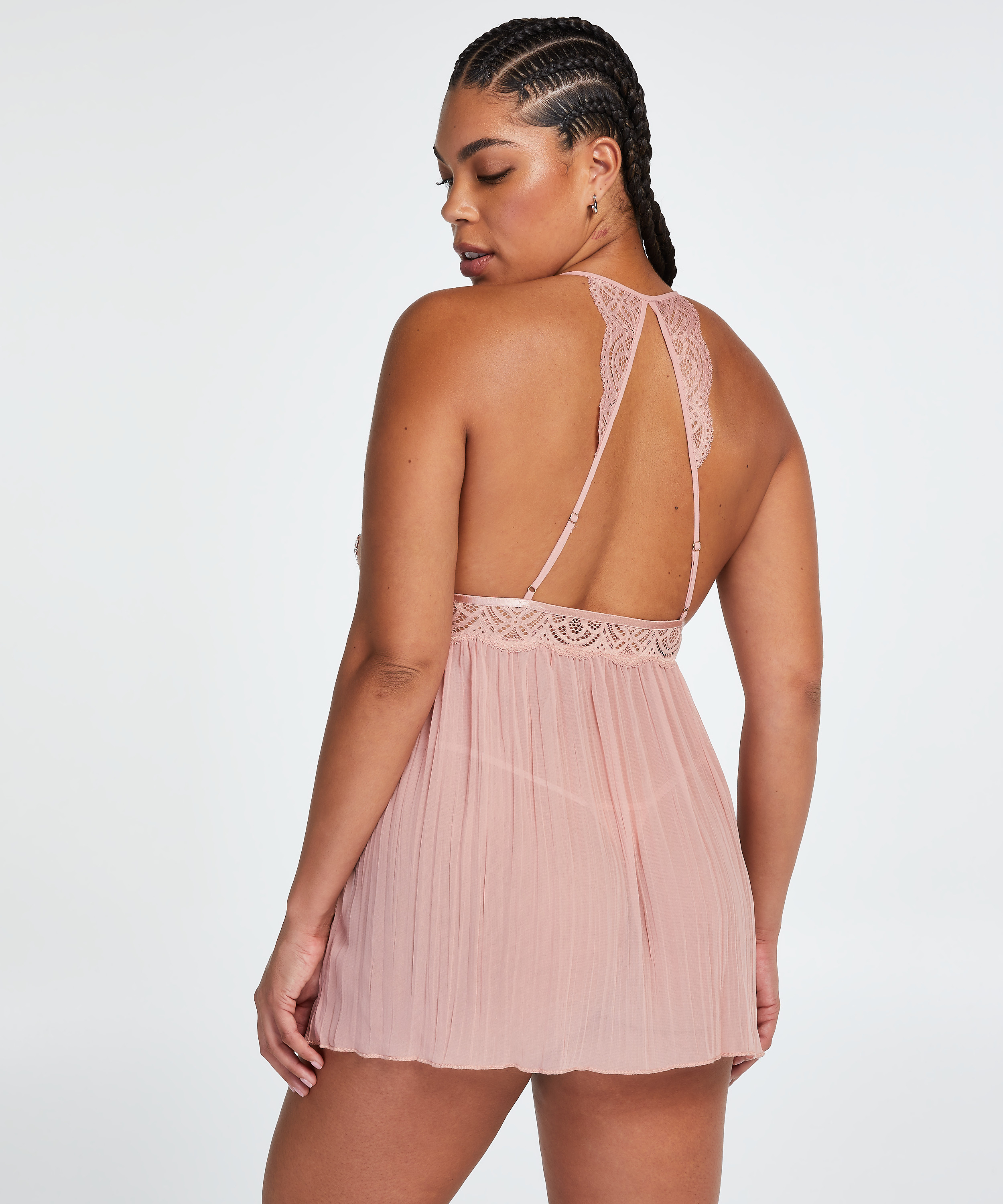 Babydoll i chiffong, Beige, main