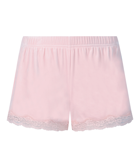 Velour- och spetsshort, Rosa