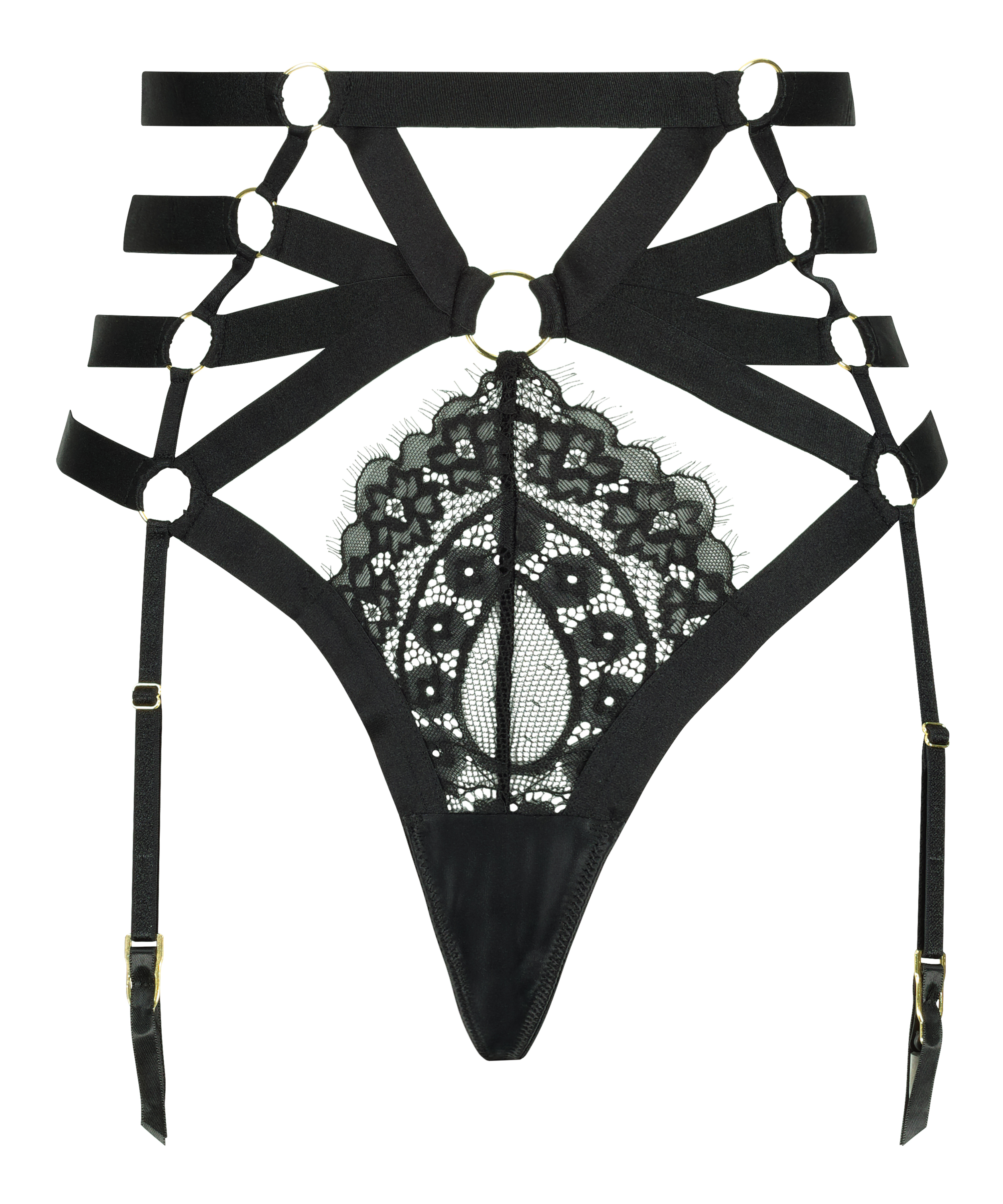 Femme högt skuren stringtrosa, Svart, main