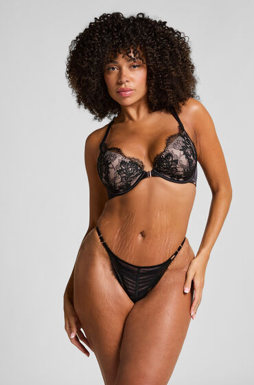 Hunkemöller Cynthia högt skuren tangatrosa Svart