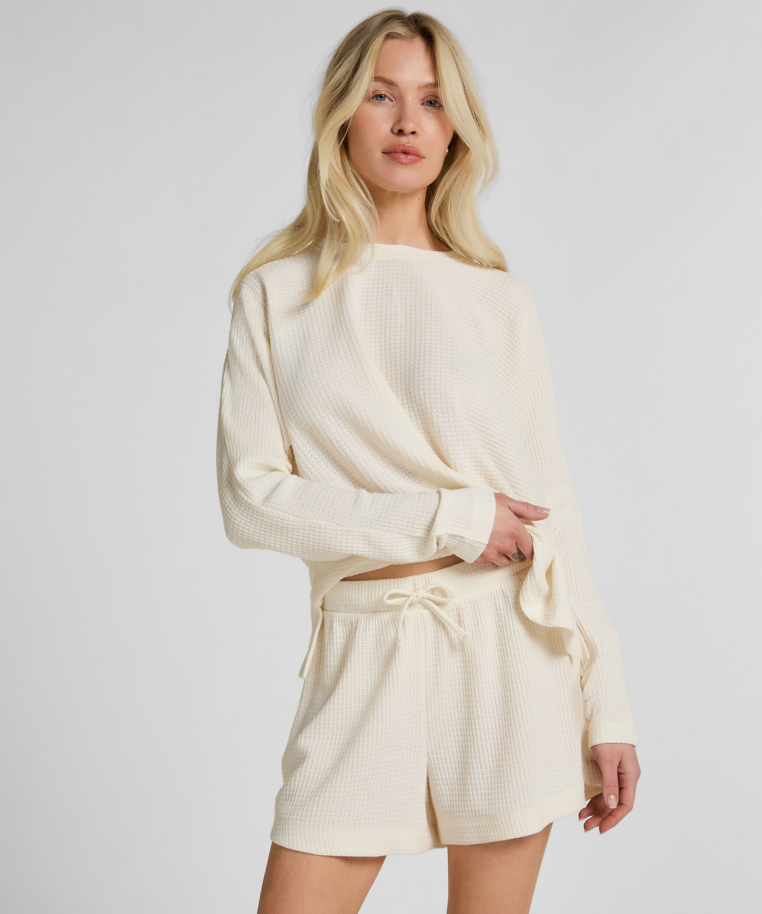 Short Waffle Sloane, Vit Short Waffle Sloane, Vit