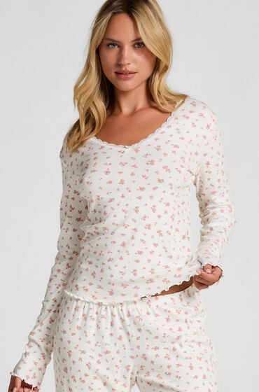 Hunkemöller Ribbstickad pyjamastopp Vit