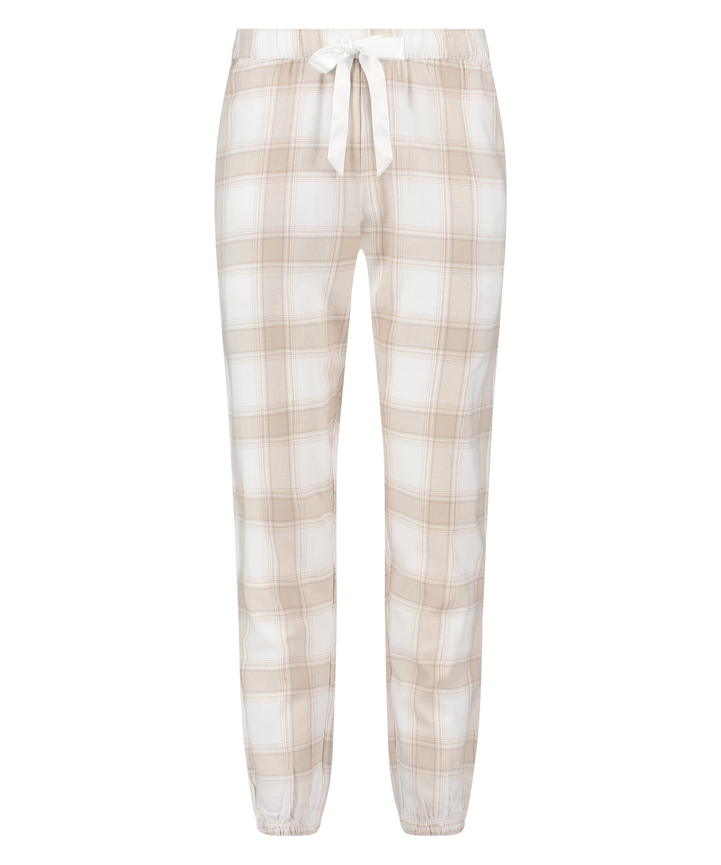 Pyjamasbyxori flanell, Beige, main