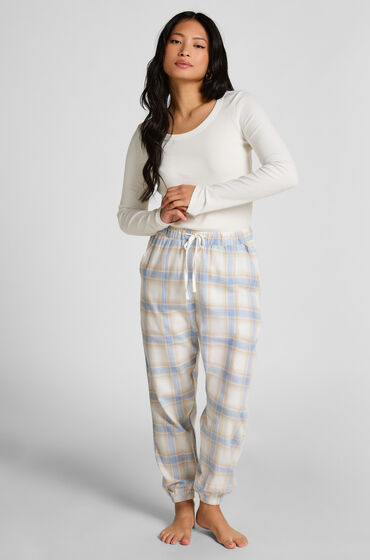 Hunkemöller Petite Rutiga pyjamasbyxor twill blå