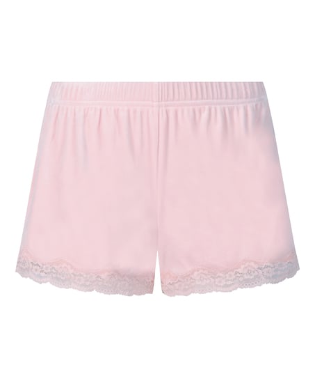 Velour- och spetsshort, Rosa