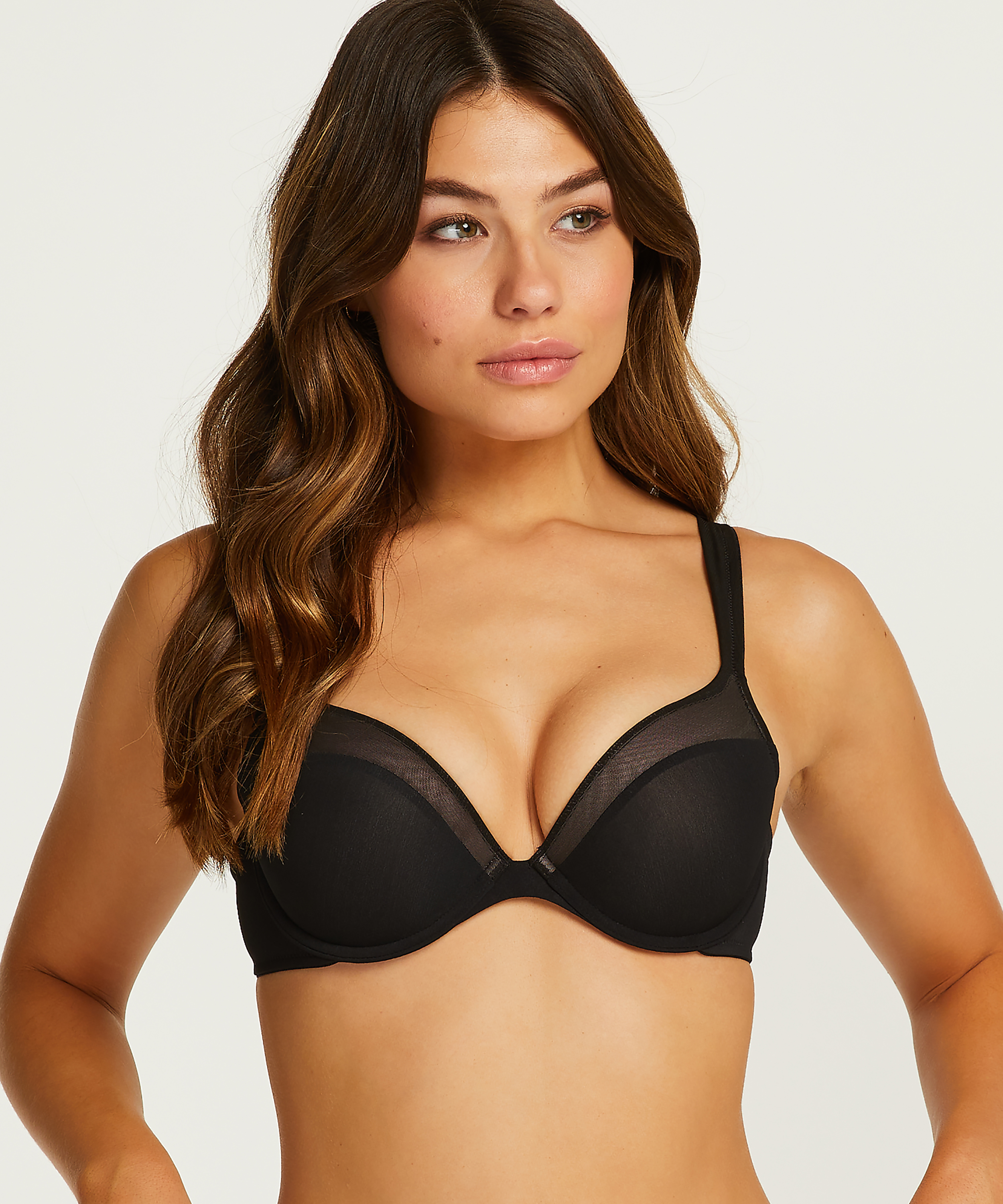 Mesh Padded underwired bra, Svart, main