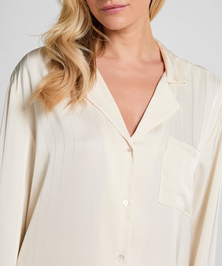 Satinjacka med smala r&auml;nder, Vit