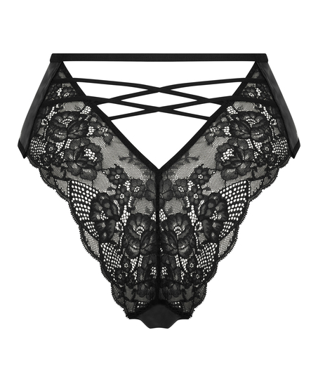 Melissa h&ouml;gt skuren brazilian-trosa med &ouml;ppen gren, Svart