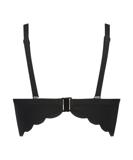 Scallop formpressad bikinitopp med bygel, Svart