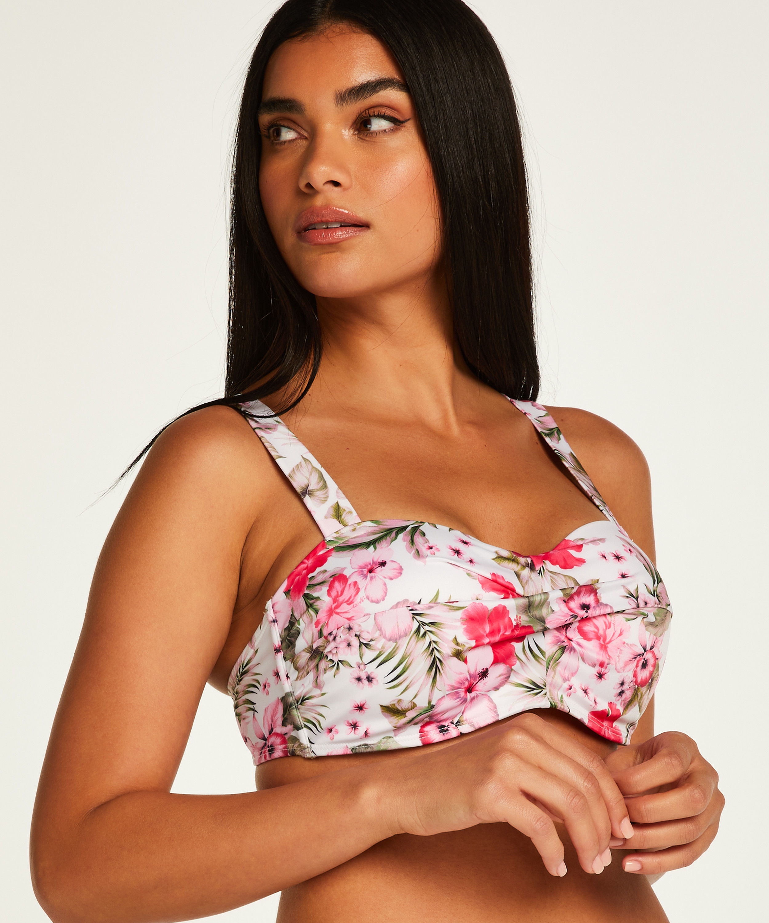 Tropical formpressad bandeau bikinitopp, Vit, main