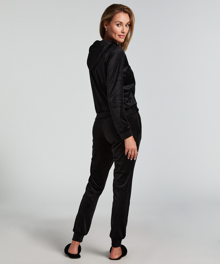 Tall Joggingbyxor i Velours, Svart