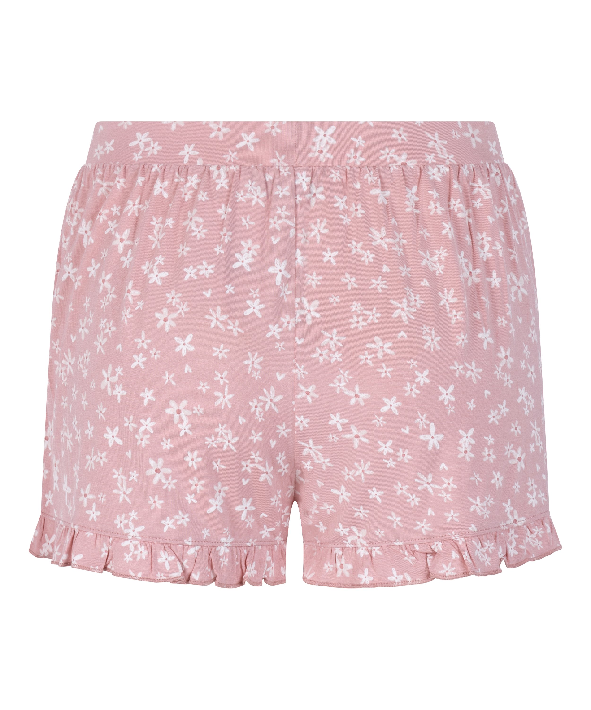 Jersy-shorts med volanger, Rosa, main