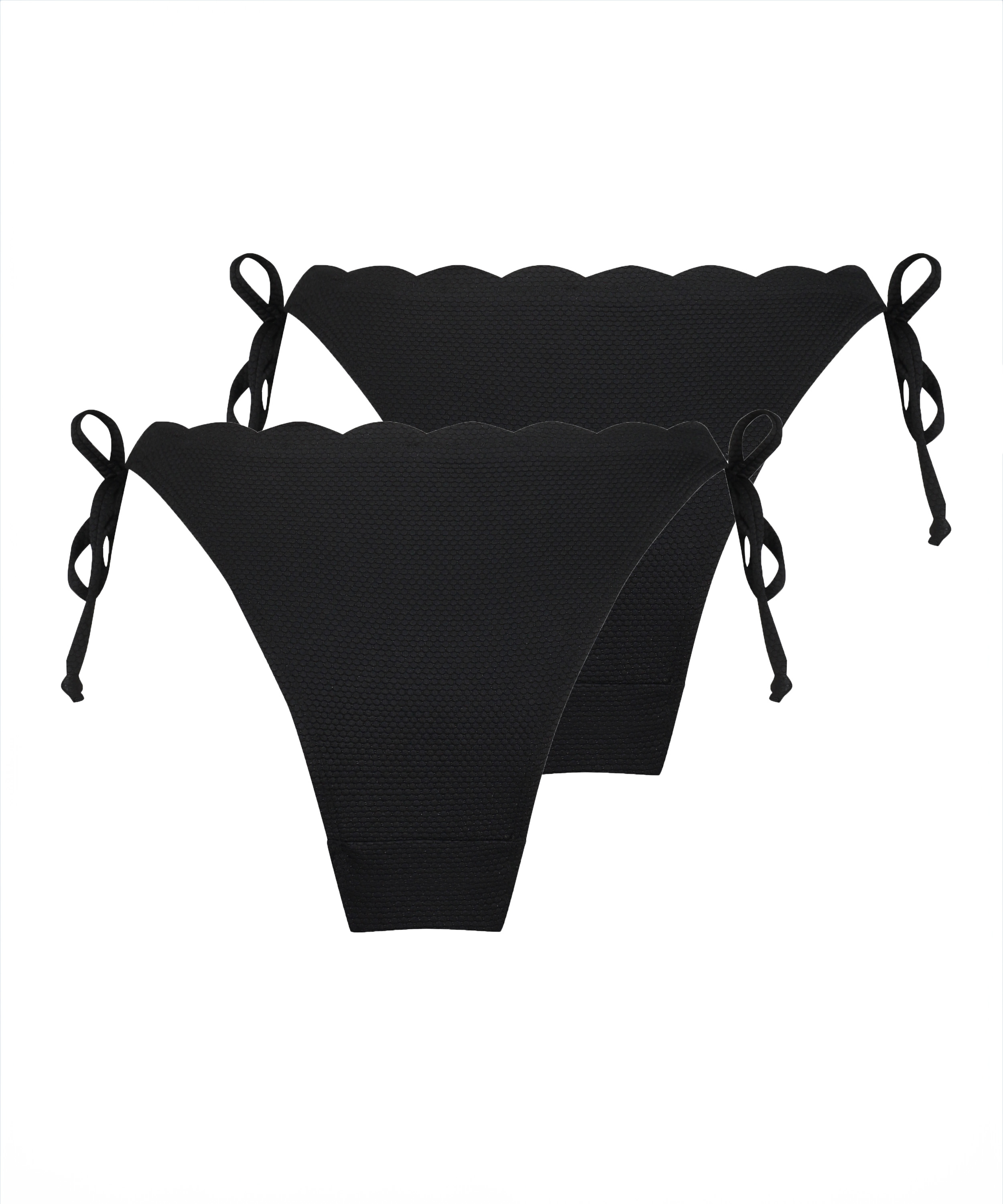 2-pack Cheeky Tanga Bikiniunderdel Scallop, Svart, main