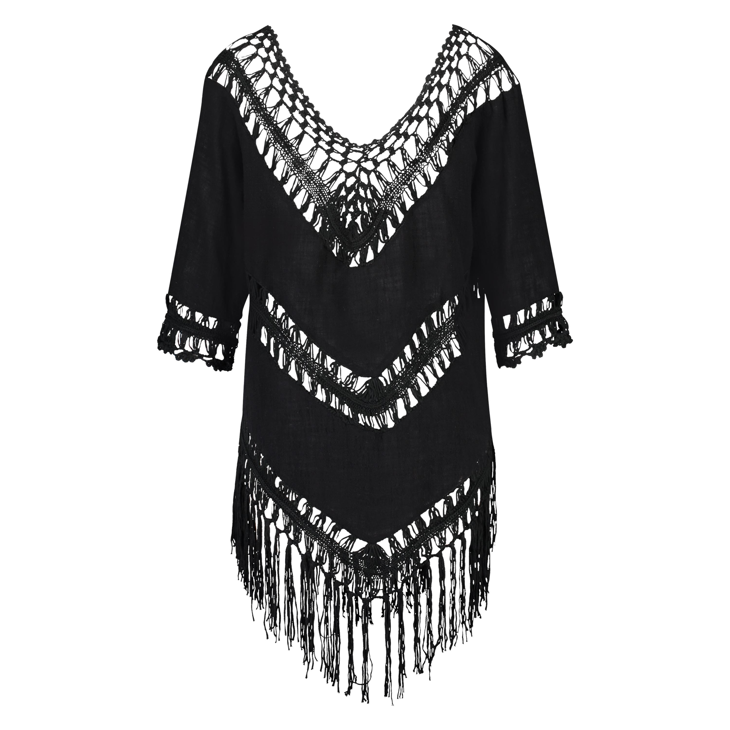 Fringe Tunika, Svart, main