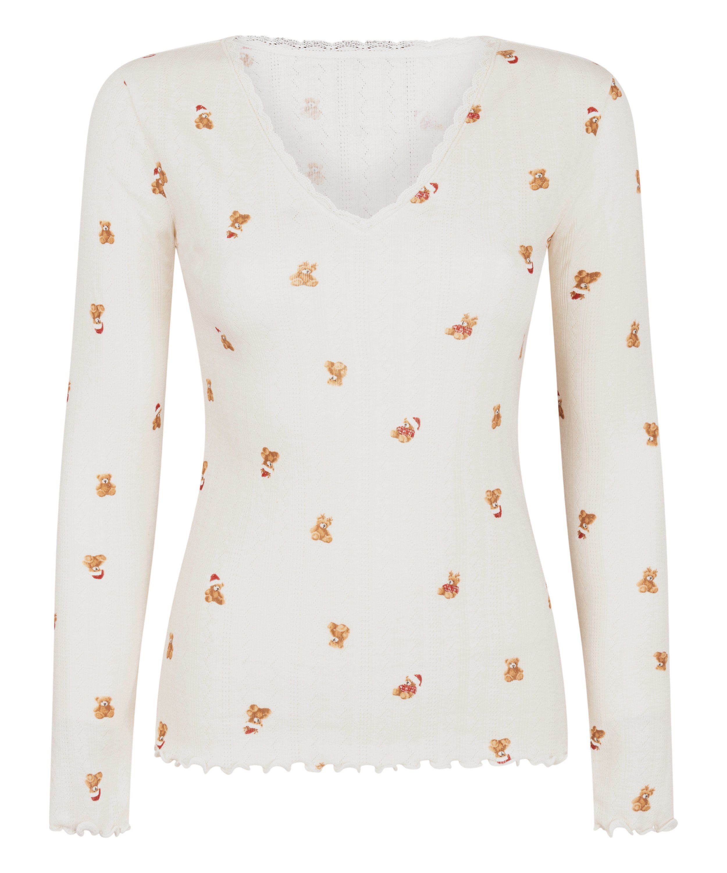 L&aring;ng&auml;rmad pyjamastopp Pointelle, Vit, main