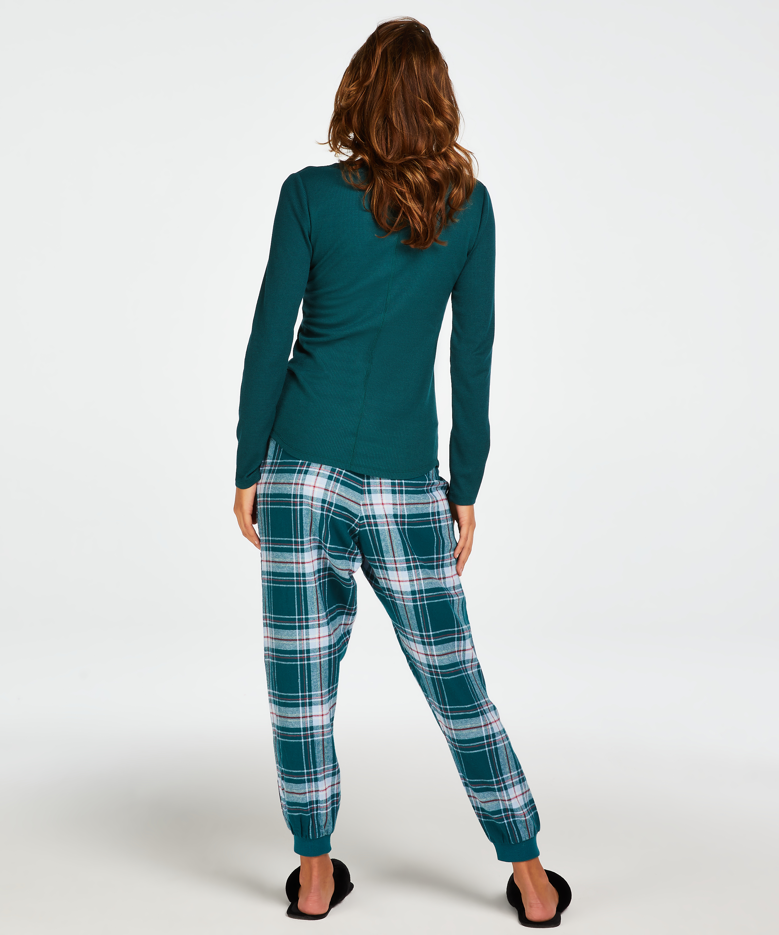 Petite Twill Check Pyjama pants, bl&aring;, main