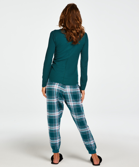 Petite Twill Check Pyjama pants, bl&aring;