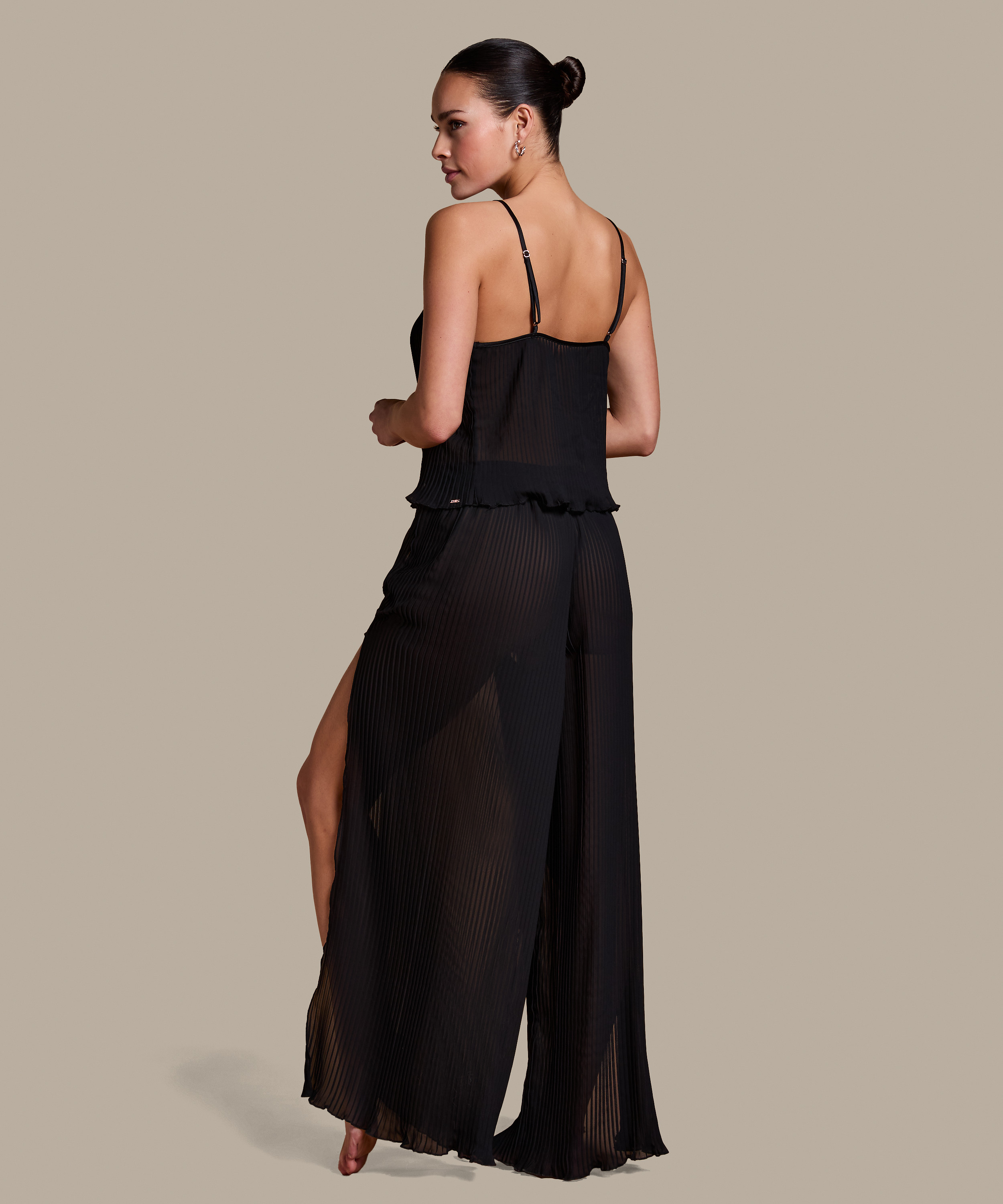 Plisse byxor, Svart, main