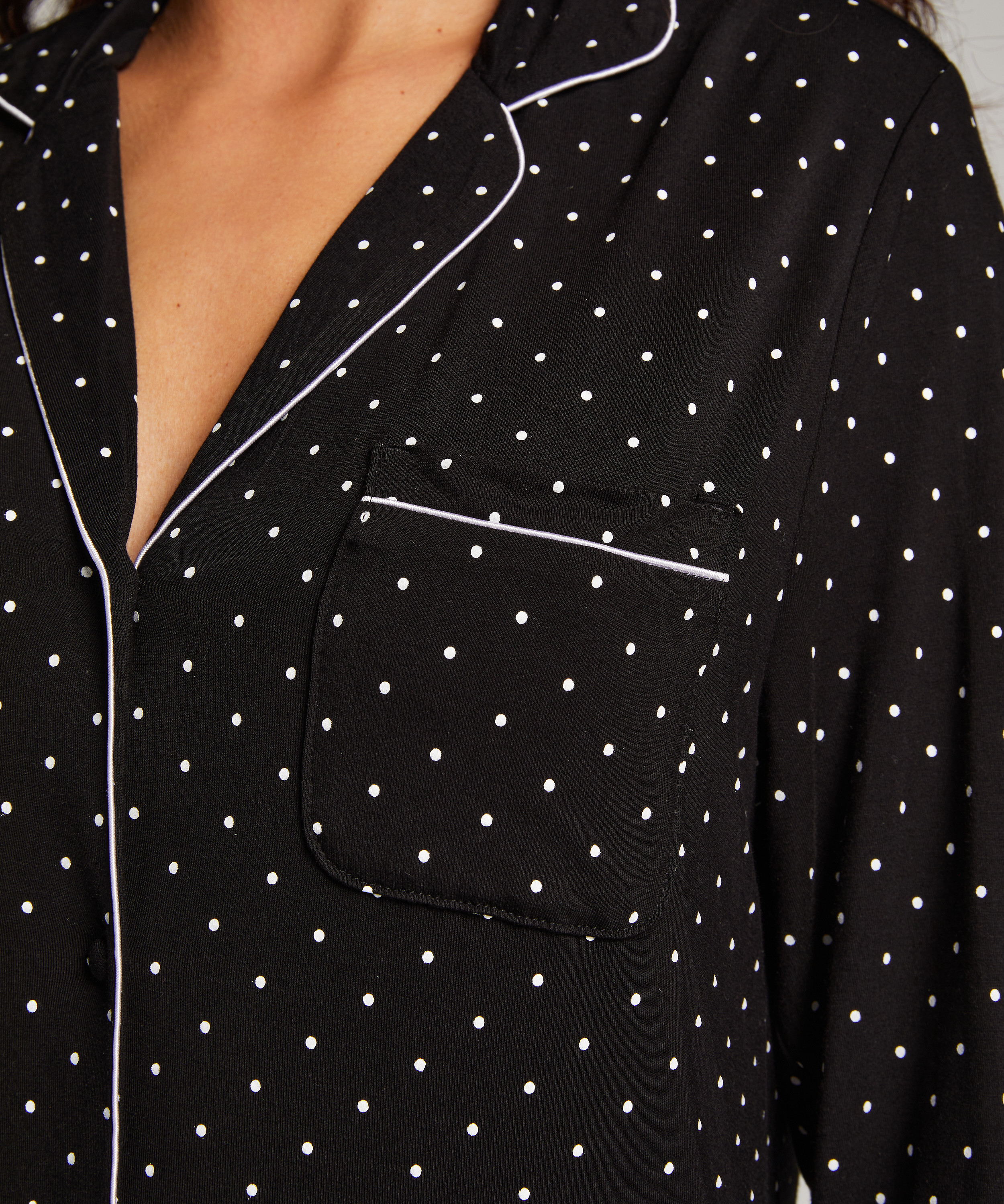 Långärmad skjortklänning i jersey Essential, Svart, main