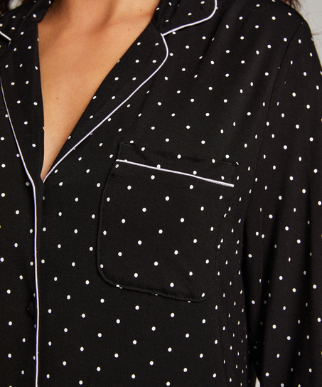 Långärmad skjortklänning i jersey Essential, Svart