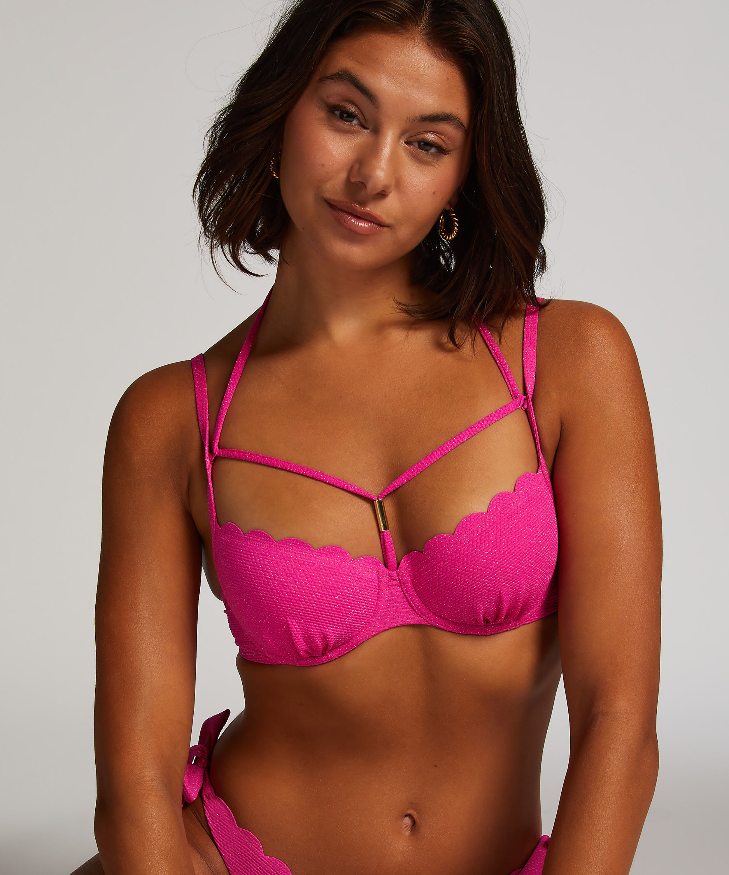 Bikini&ouml;verdel Scallop Lurex, Rosa