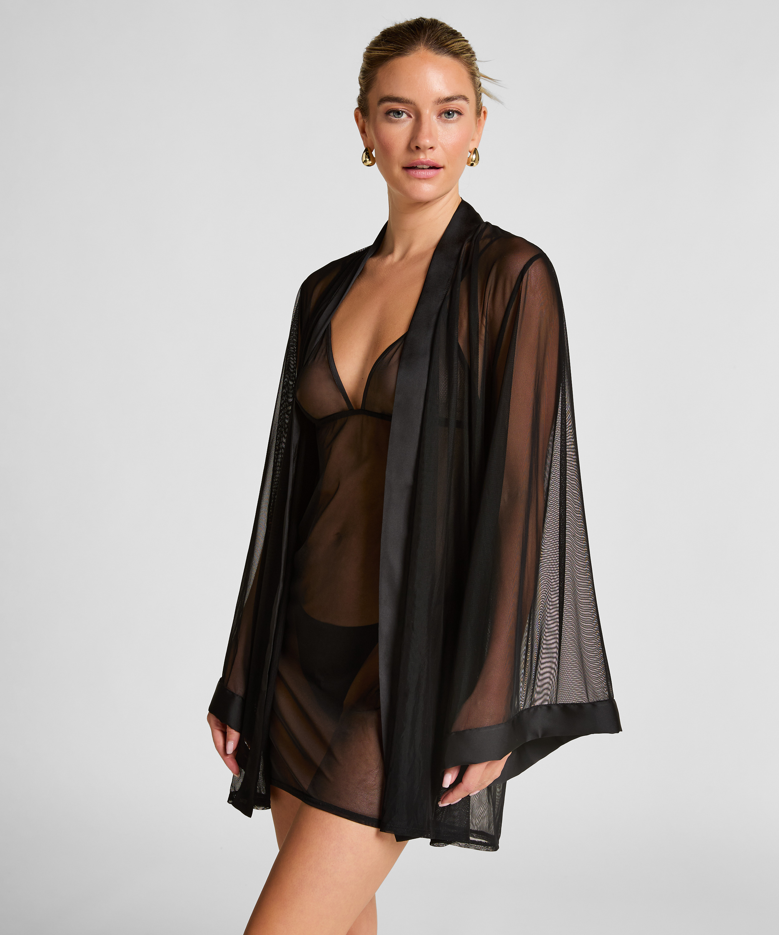 Kimono Maxime Tulle, Svart, main
