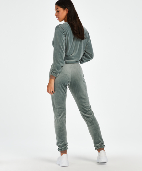 Tall velours Jogging pants, grön