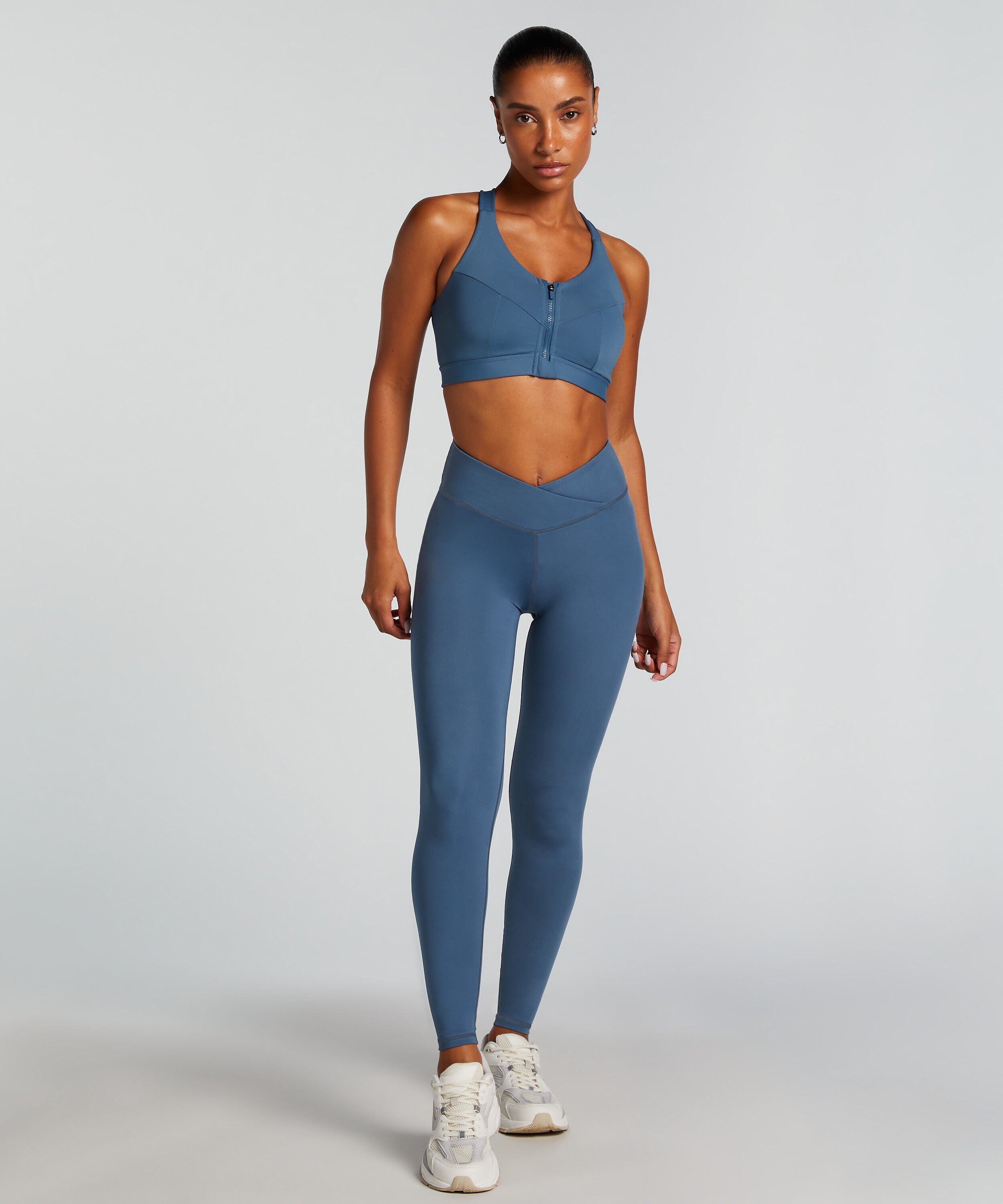 HKMX Leggings med hög midja och korsad midja, Blå