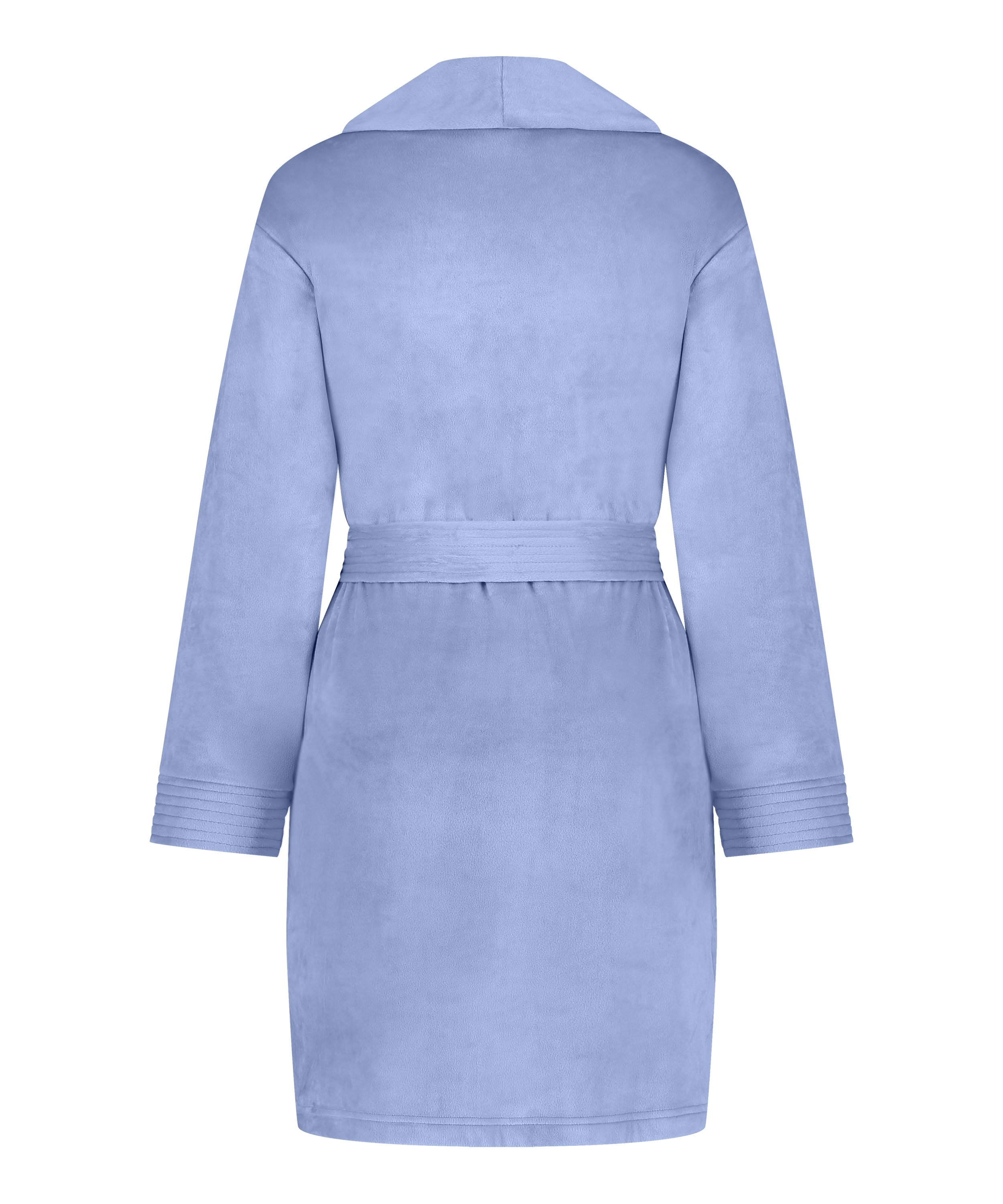 Kort badrock i velours, Bl&aring;, main