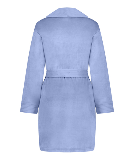 Kort badrock i velours, Bl&aring;