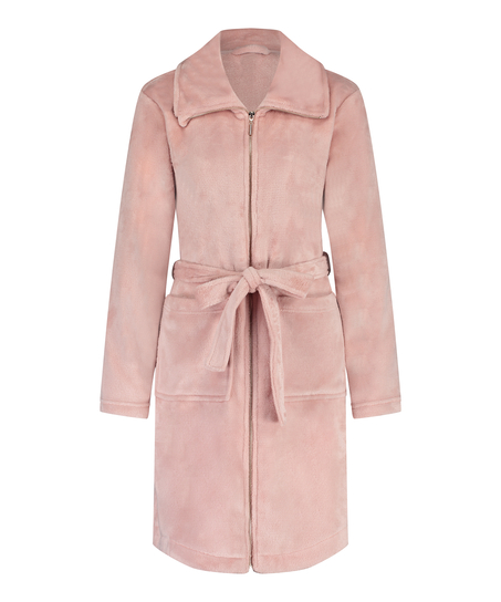 Badrock i fleece med dragkedja, Rosa