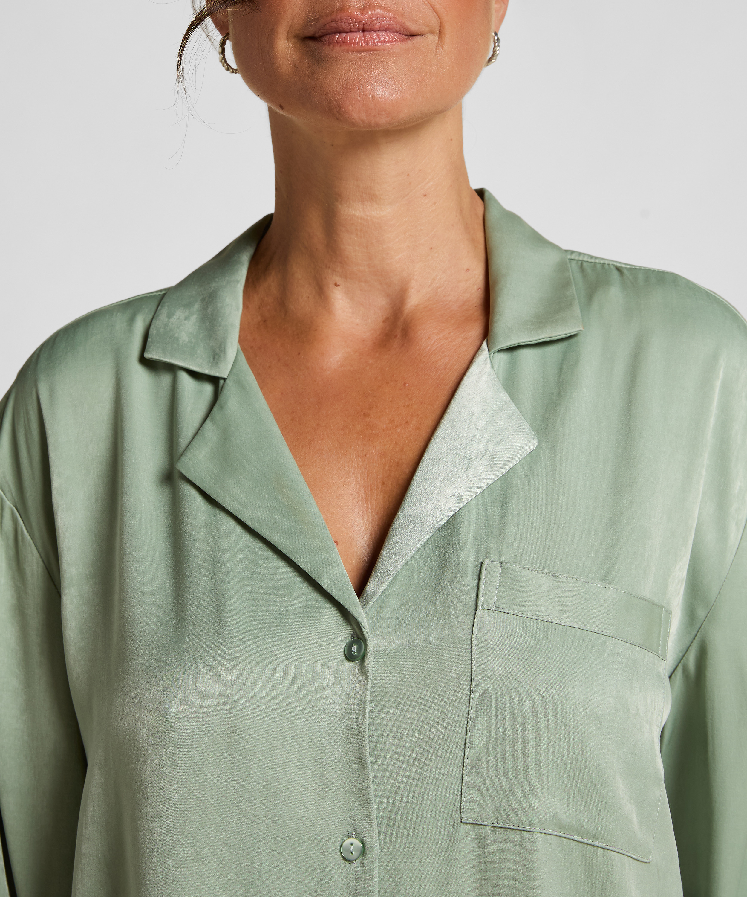Ayla skjortklänning i satin, Grön, main
