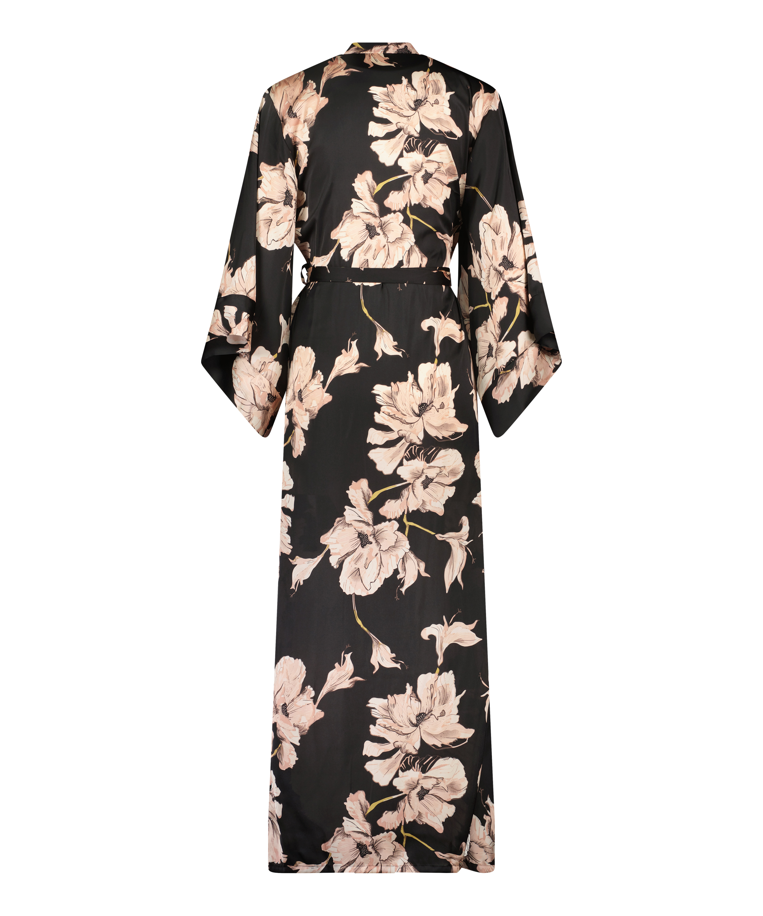 Bloom satin-kimono, Svart, main