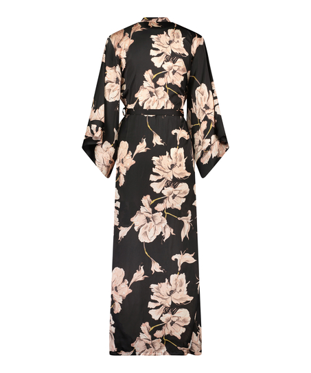 Bloom satin-kimono, Svart