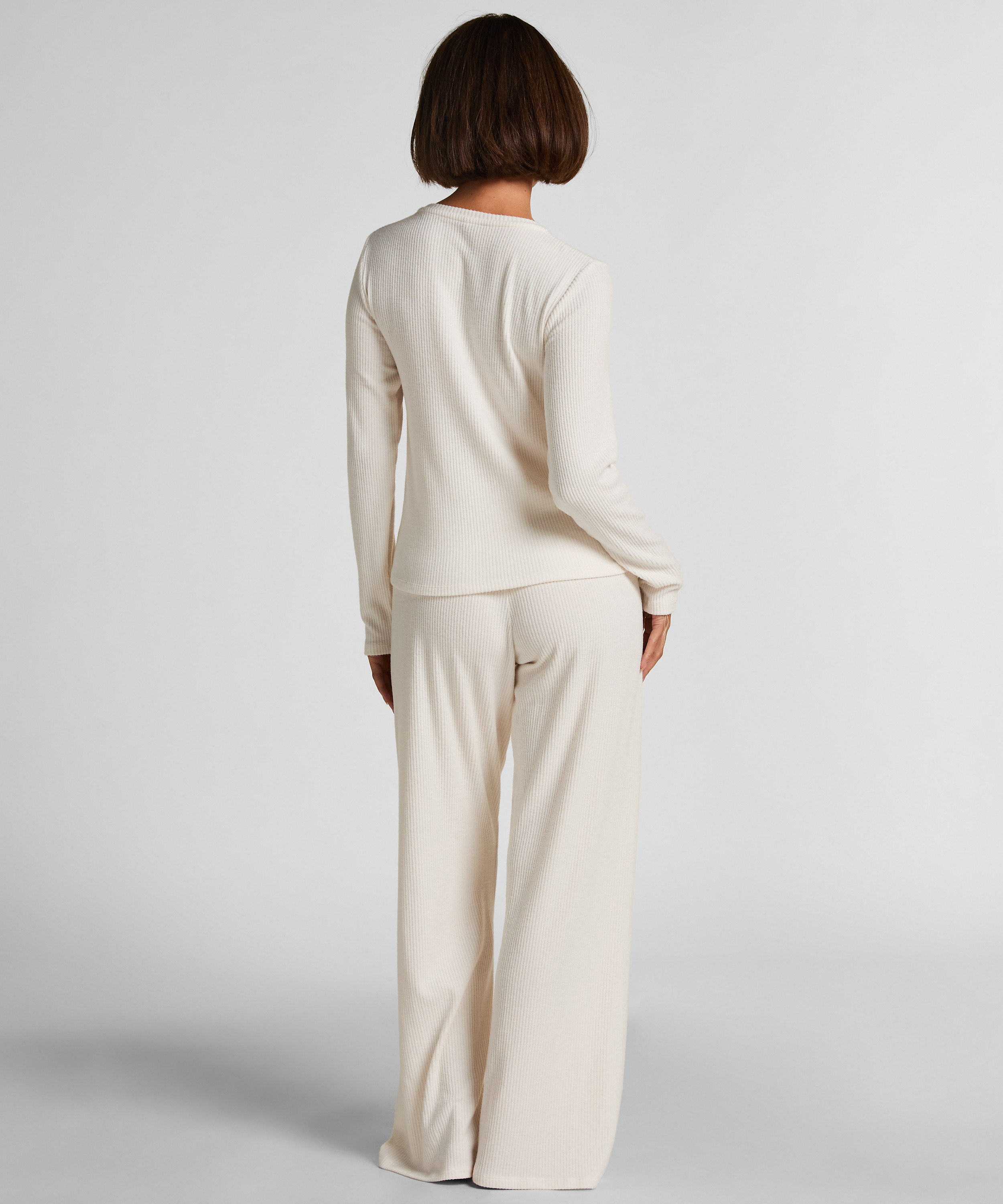 Ribbstickad Jerseykofta, Vit, main